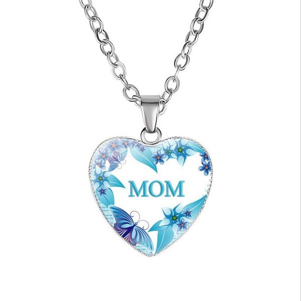

blaike charming mother's day jewelry gift heart glass pendant necklace for women 925 silver chain female mom necklaces