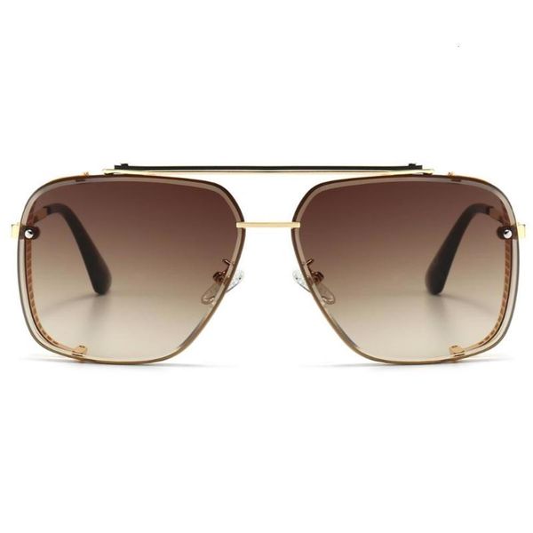 

fashionable sun frames uv400 veshion retro shield lens sunglasses men square gradient male sun glasses for women metal gold selling summer, Black