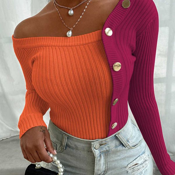 

women fashion long sleeve pullovers sweaters autumn fashion female brief cozy casual button design knit sweater 210716, White;black