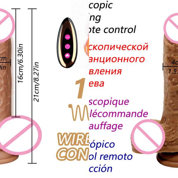 NXY Dildos Dopamonkey Dildo Vibratore per le donne Masturbazione Telecomando Telecomando Riscaldamento telescopico realistico Super Enorme Penis Sex Toy Shop 0105