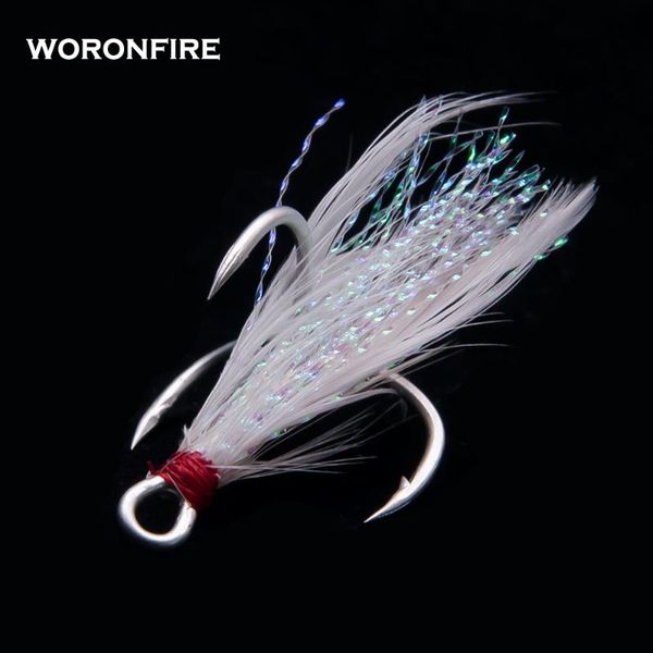 

fishing hooks 10pcs/lot thick treble hook with feathers 1# 2# 4# 6# 8# 10# 12# strong pull round folded triple owner
