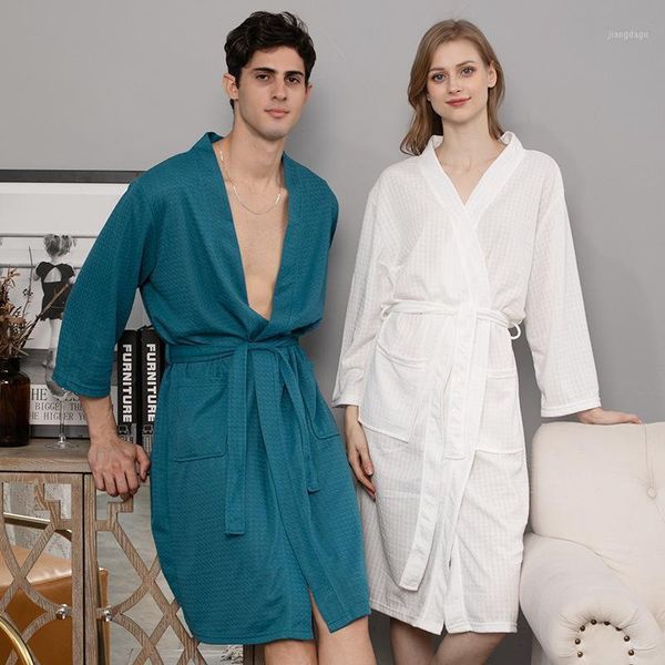 

men's sleepwear waffle bathrobe female cardigan thin male couples summer home el, Black;brown
