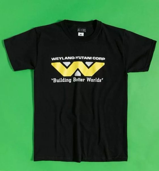 

official black alien weyland yutani corp t-shirt, White;black