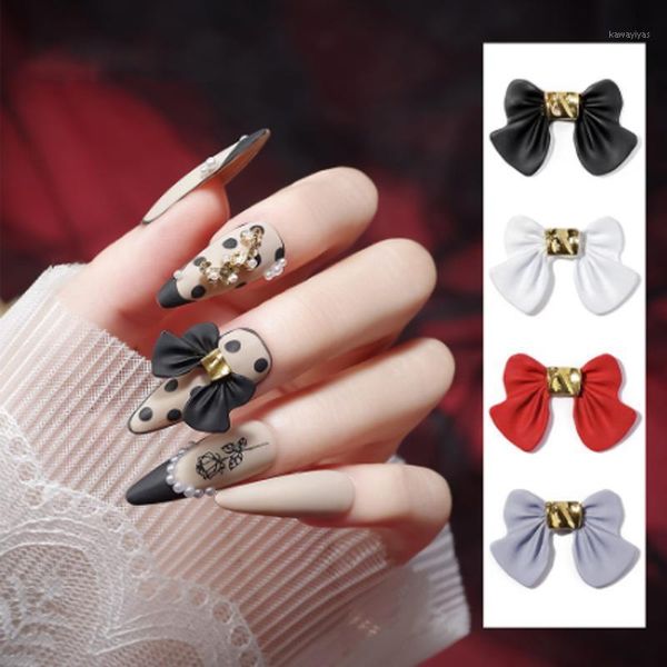 

10pcs/lot nails resin metal alloy bowknot decors japanese style 3d jewelry charms acrylic diy polishing manicure accessory nail art decorati, Silver;gold