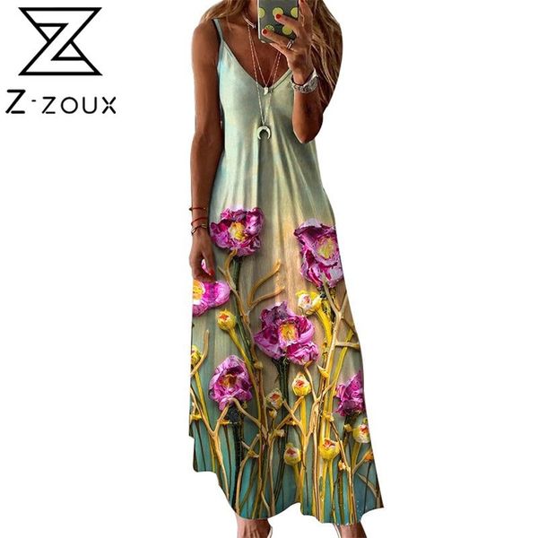 

women dress bohemia es long print floral maxi v neck sleeveless spaghetti strap beach es 210513, Black;gray