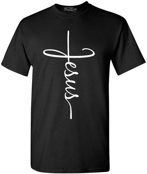 

men's t-shirts 2021 summer o-neck men t-shirt shop4ever jesus cross cotton short sleeve printing clothing s-3xl, White;black