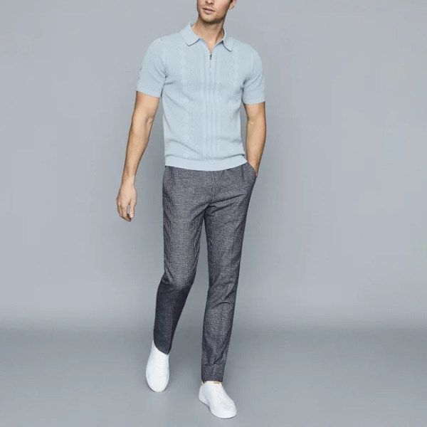 

and easy pattern men's zipper polo shirt comfortable breathable fashionable cool daily travel work party, White;black