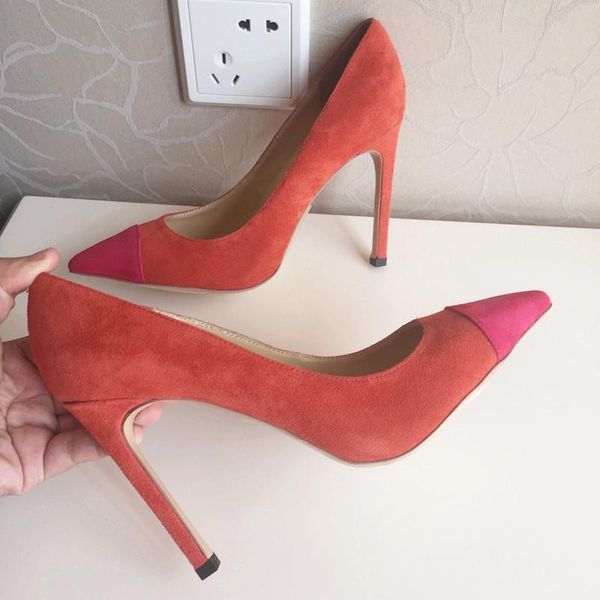 

dress shoes women high heels suede leather quality 10cm 12cm thin heel pumps point toe us8 yellow party wedding, Black