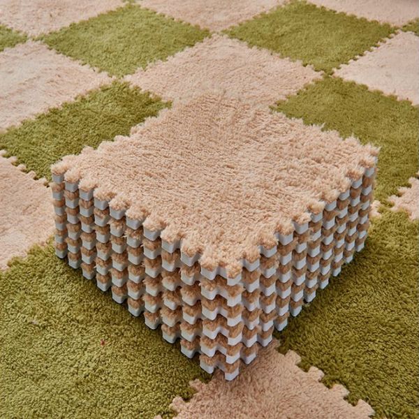 10 teile/los Nähte Teppich Schlafzimmer Voller Shop Haushalt Quadrat Puzzle Boden Matte Plüsch Oberfläche Eva Schaum Boden Matte Tatami Matte f8142 210420