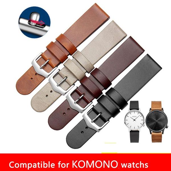 

watch bands quality genuine leather band available in ko mono original strap for men's fashion belt 18mm 20mm black brown watchband