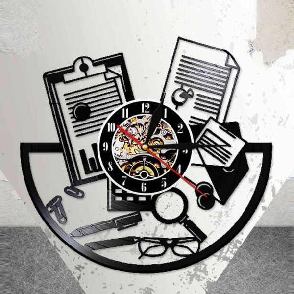 

wall clocks accountant lp record clock maintains and audits business accounts laser cut watch led lighting room interior decor
