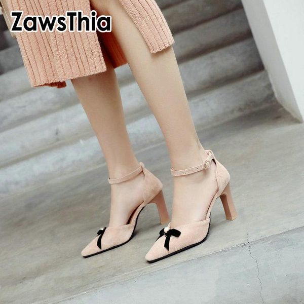 

zawsthia 2021 summer woman shoes thin high heels cover toe buckle strap women sandals with bowtie knot & pearl sandalia feminina, Black