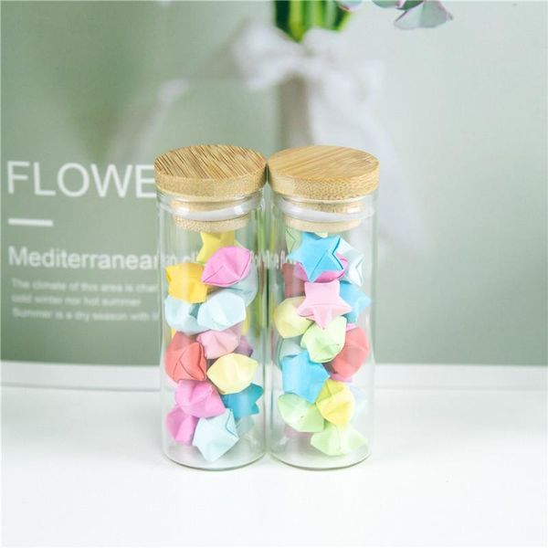

storage bottles & jars 30x80mm 35ml clear glass bottle with bamboo cap for powder sand snack candy honey food grade 35cc seal vials