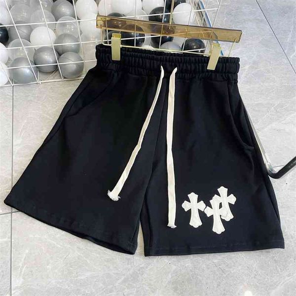 

65% off outlet online store 2021 spring and summer new couple's white cross leather patchwork casual shorts for men women, White;black