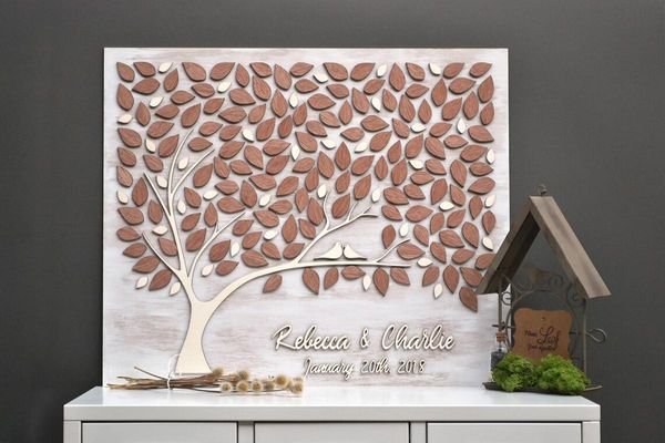 

other event & party supplies 3d custom wedding guest book,alternative love tree unique book,leaves rustic wedding,rustic wooden of life