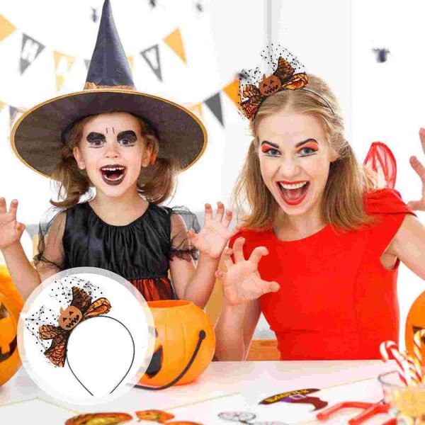 

party hats 2pcs pumpkin headpiece headbands bowknot mesh hairbands ornaments