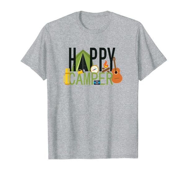 

happy camper tshirt clothing accessory for men, women, youth, White;black