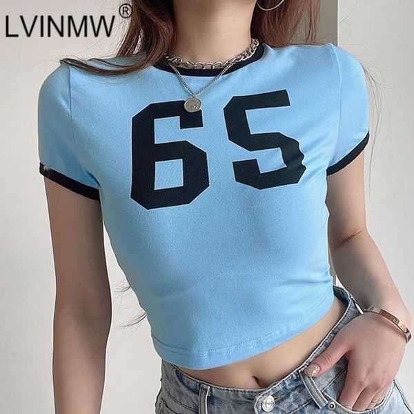 

round neck patchwork letter print skinny chic woman t shirts slim casual simple daily short sleeve crop streetwear women's t-shirt, White