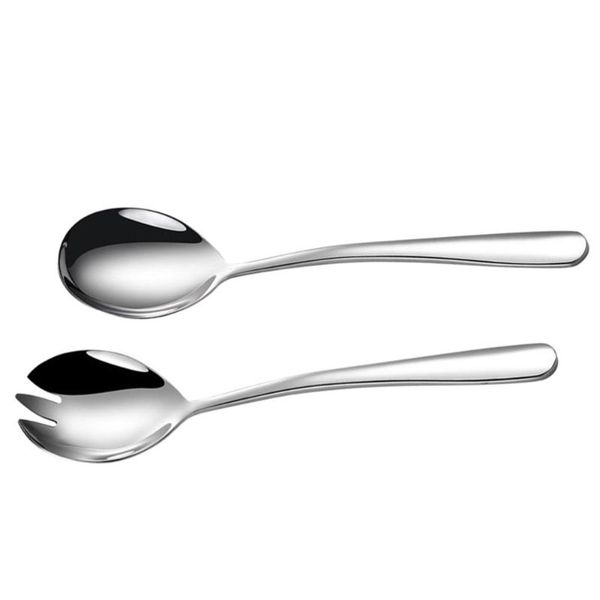 

spoons 1 set salad dessert fruit flatware stainless steel spoon and fork (silver)