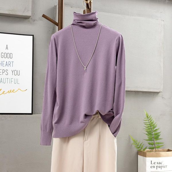 

women's sweaters autumn warm soft cashmere turtleneck pullovers female winter 2021 korean slim-fit pull sweater womens clothes, White;black