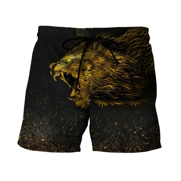 

men's shorts mens elastic waist lion series tattoo 3d print summer beach streetwear harajuku casual quick dry baggys 005, White;black