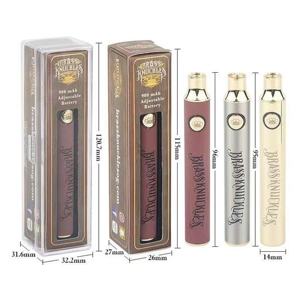 

brass knuckles battery 650mah 900mah gold wood slivery preheat adjustable voltage vape pen bk 510 thread cartridge