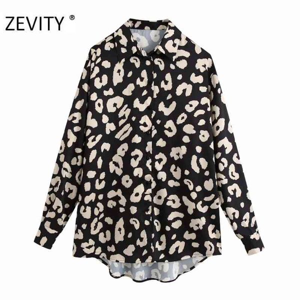 

zevity women vintage animal pattern print casual smock blouse office ladies long sleeve business shirts chic chemise ls7092 210419, White