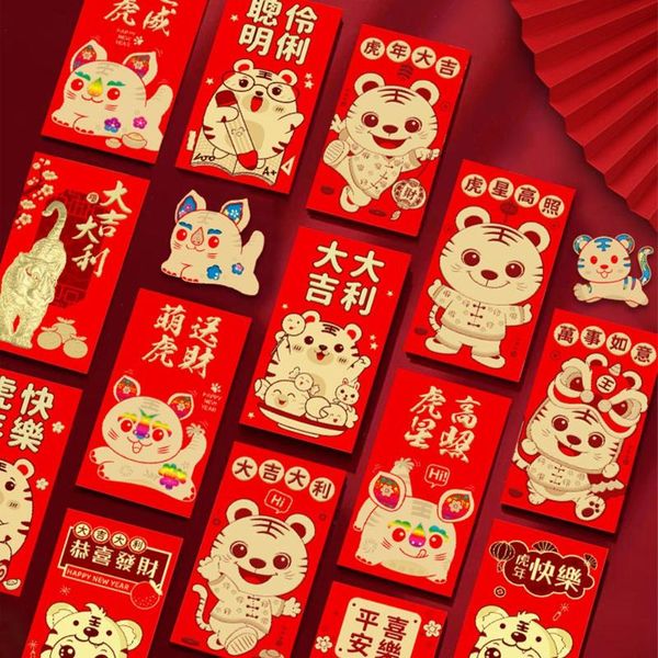 

greeting cards 6pcs/set lucky chinese year of the tiger spring festival hongbao year's red envelope