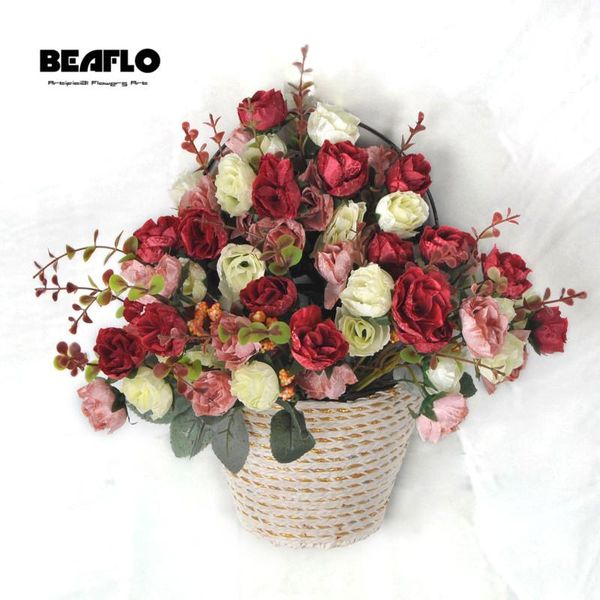 

decorative flowers & wreaths 21 heads/bouquet silk artificial rose flower diy romantic floral for wedding party home decoration 6 colors