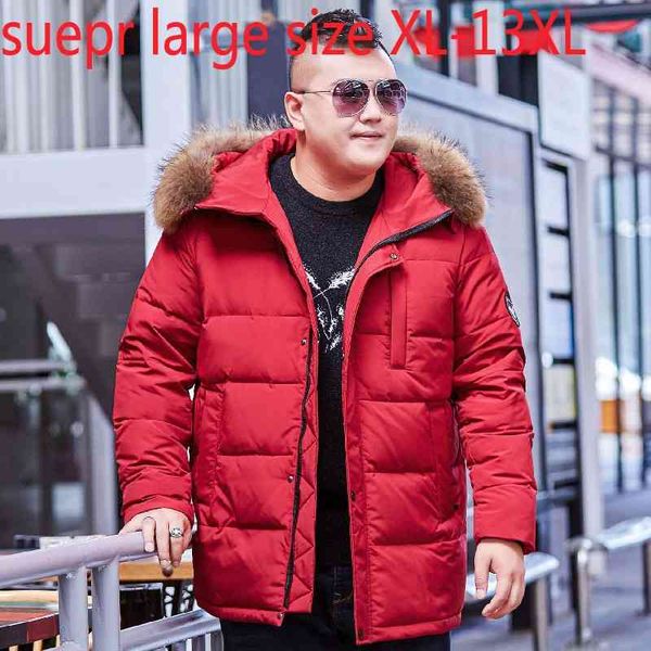 

new arrival fashion winter men super large real raccoon fur collar down et coat thick plus size xl-9xl 10xl 11xl 12xl 13xl, Black;white