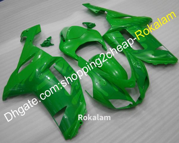 

zx 6r 636 green fairings kit for kawasaki zx6r 2007 2008 zx-6r motorbike abs plastic body work fairing set (injection molding)
