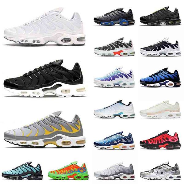 

tn plus mens women running shoes triple white black grey yellow sherbert size 12 aqua silver hyper blue trainers sneakers 36-46, White;red