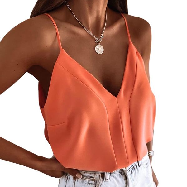 

summer new french casual suspender vest basic v-neck loose suspender, White