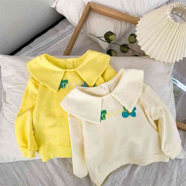 

spring arrival girls long sleeve letter t shirt kids cotton clothes 210528, Blue