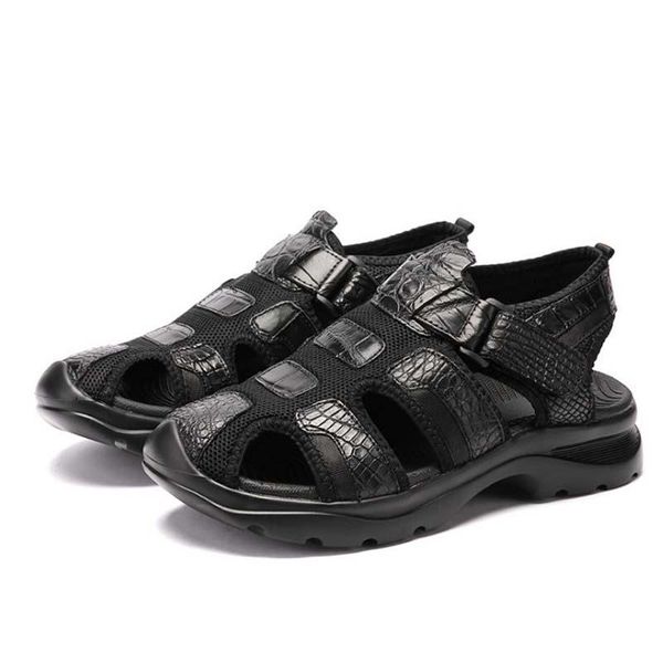 

sandals ourui crocodile shoes hole men summer hollow out beach men's, Black