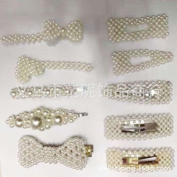 

hairpin hair ornament handmade beaded pearl hairpin b. b bangside clip, Golden;silver
