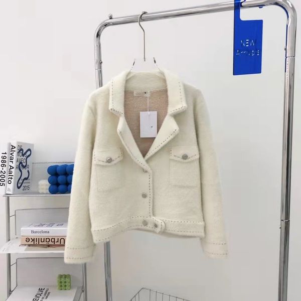 

2021ce + autumn and winter new mink cardigan coat feminine commuter, Black