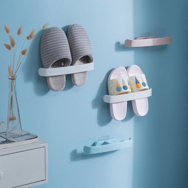 

bathroom slippers shelf holder waterproof bath wall drain rack shoes organizer hooks & rails