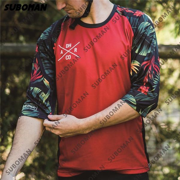 

racing jackets suboman 2021 pro team jersey off-road vehicle downhill mountain clothing mtb t-shirt bmx cycling shirts offroad wear, Black;red