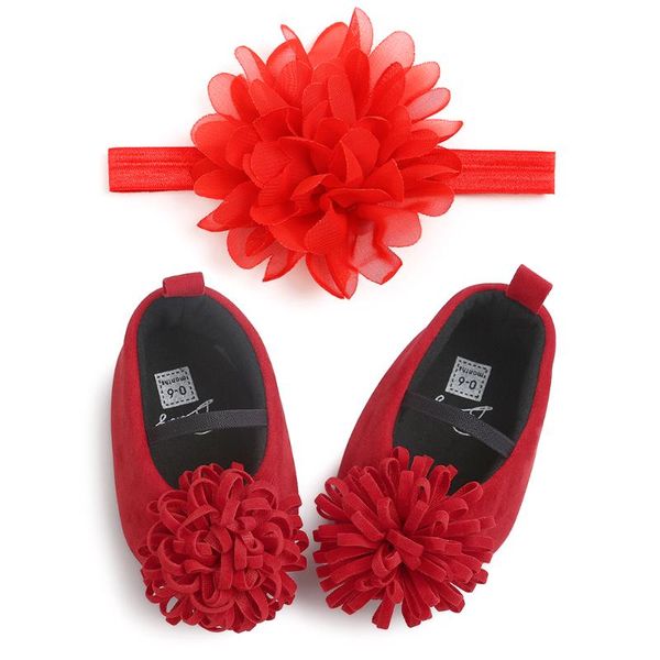 

first walkers candy colors born baby prewalker soft bottom anti-slip shoes footwear princess girl crib big flower with headband