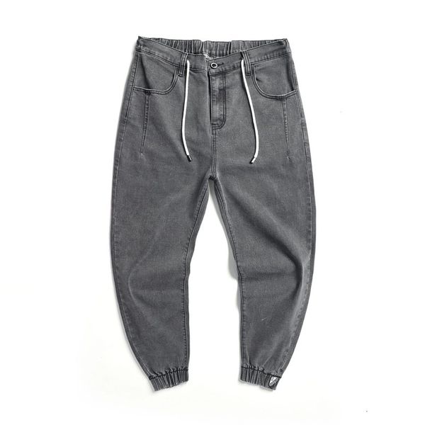 

men's loose fit vintage harem multi pockets denim cargo pants slack bottom hip hop jogger jeans men fashion streetwear, Blue