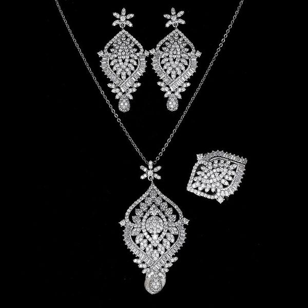 

earrings & necklace jewelry sets ring set fashion trendy luxury design elegant for women cn1105 stainless steel, Silver