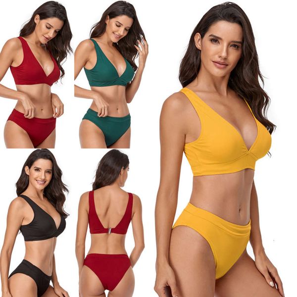 

the bikini bikini solid color beach resort triangle swimsuit, White;black