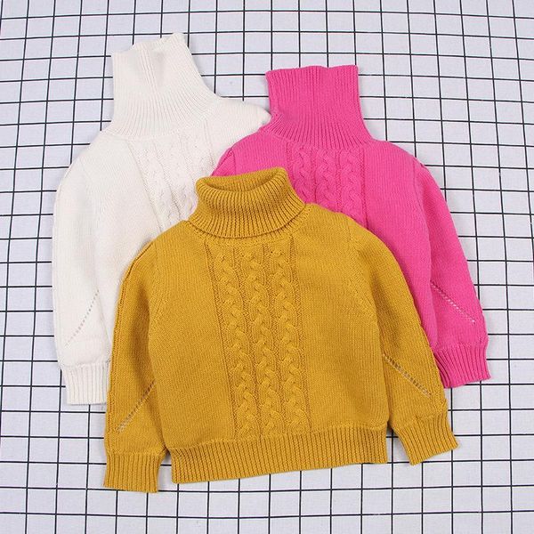 

cardigan winter baby girls pullover sweater thick clothing kids for turtleneck cotton children girl 1-6t, Blue