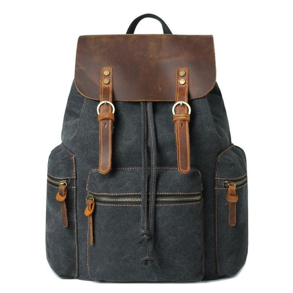

large capacity usb canvas backpack men's bag college outdoor travel school with charging