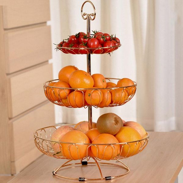 

iron three layer storage basket fruit dish kitchen home bowl detachable metal dessert holder organizer cake stand decorative baskets