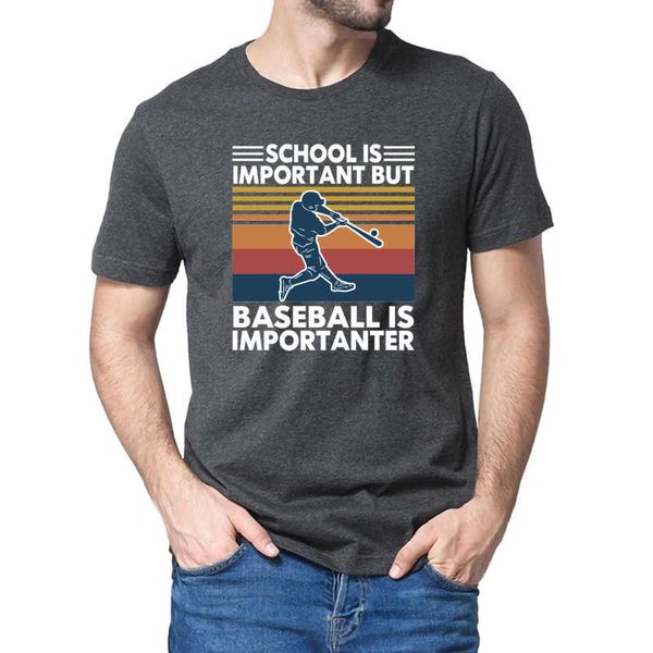 

men's t-shirts 100% premium cotton school is important but baseball importanter retro vintage funny gift t shirt women soft tee, White;black