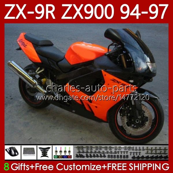 KAWASAKI NINJA ZX 9R 9 R 900 CC ZX9 R ZX900C 94-97 Turuncu Siyah Vücut 100NO.36 ZX900 900CC ZX-9R ZX9R 94 95 96 97 ZX-900 1994 1995 1996 1997 OEM Fairing Kiti