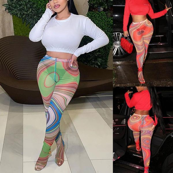 

yoga outfit fashion women's sport fitness trousers printing gauze breathable hip lifting casual tie dye exercise leggings pants