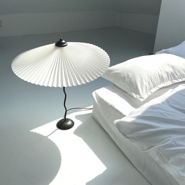 

table lamps nordic bedroom bedside led home decor minimalist origami lights denmark vintage pleated umbrella reading
